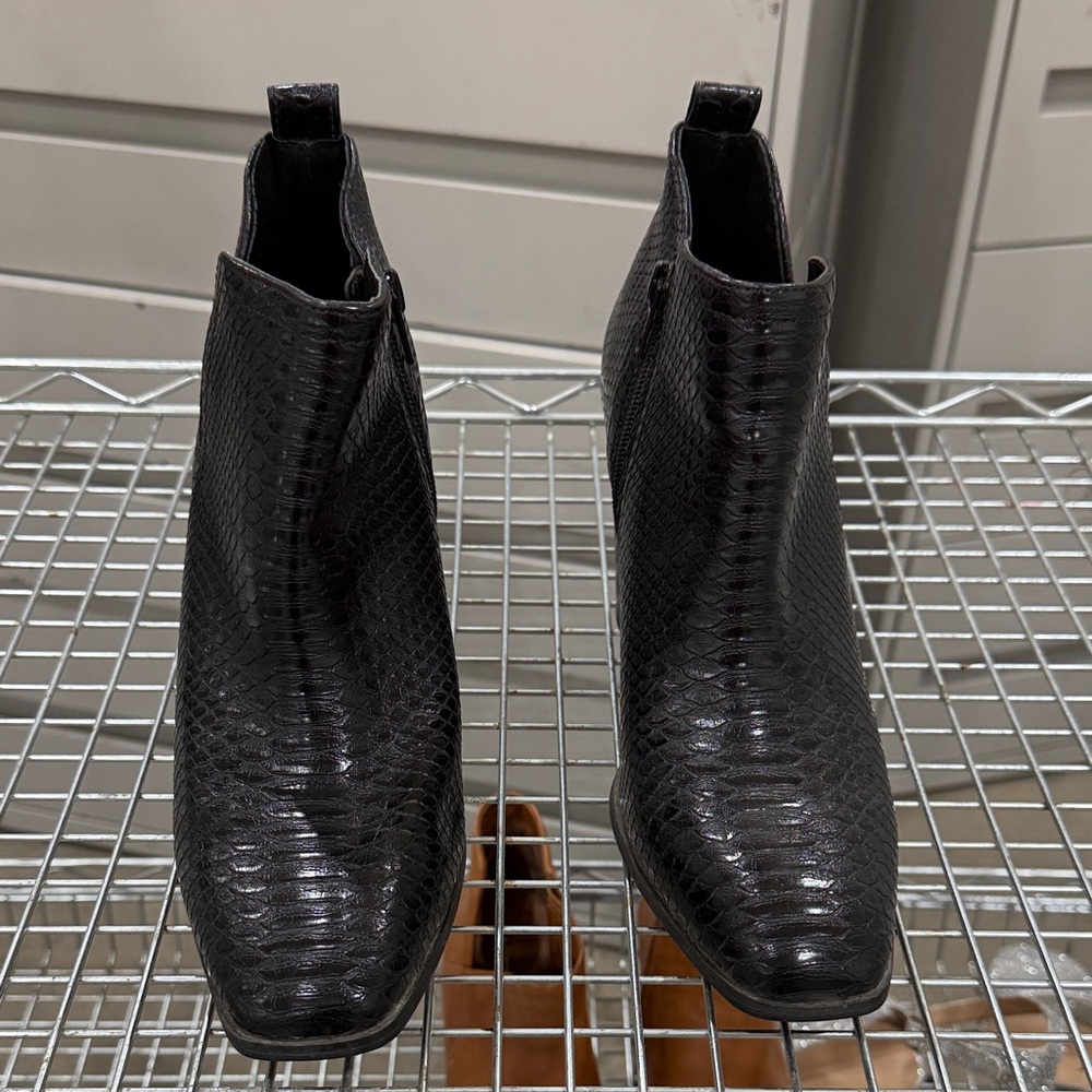 Black Textured Ankle Boots